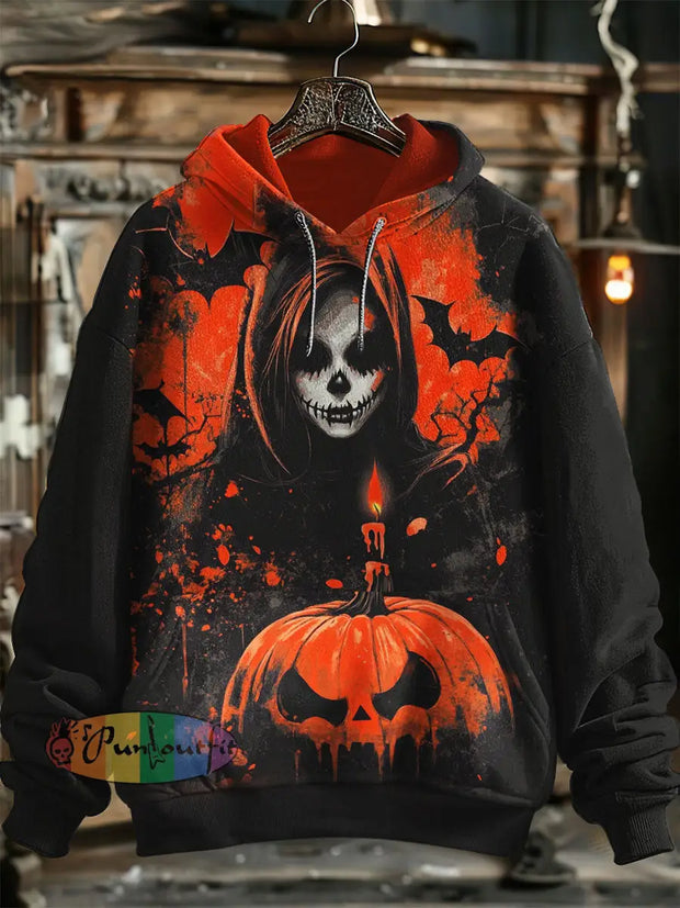 Unisex Grimace Man Print Halloween Hooded Sweatshirt With Pocket Red / S