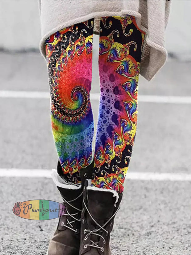 Unisex Hippie Floral Art Abstract Print Casual Leggings As Picture / S