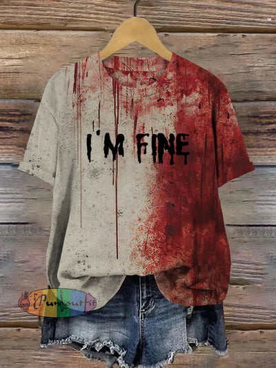 Unisex I`m Fine Painting Abstract Print Design T-Shirt Colorful / S