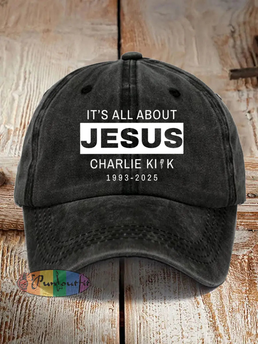 Unisex It’s All About Jesus R.I.P Charlie Kirk Hat Black / ONE