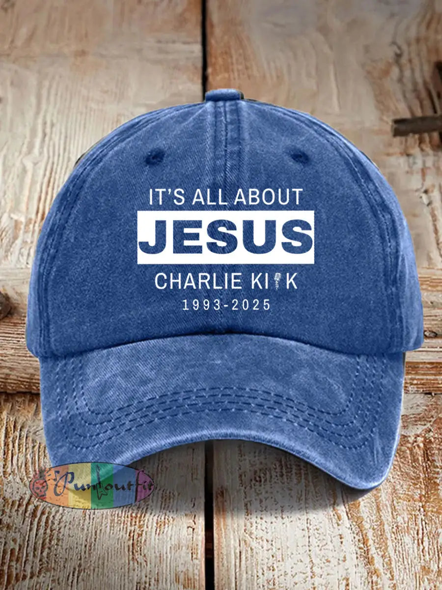 Unisex It’s All About Jesus R.I.P Charlie Kirk Hat Blue / ONE