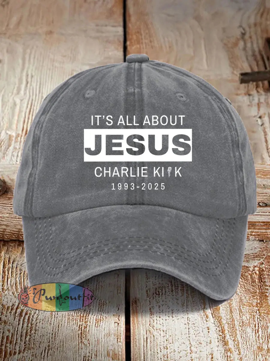 Unisex It’s All About Jesus R.I.P Charlie Kirk Hat Gray / ONE