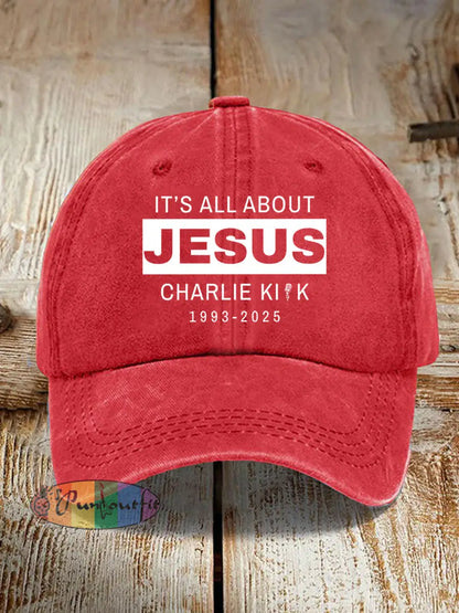 Unisex It’s All About Jesus R.I.P Charlie Kirk Hat Red / ONE