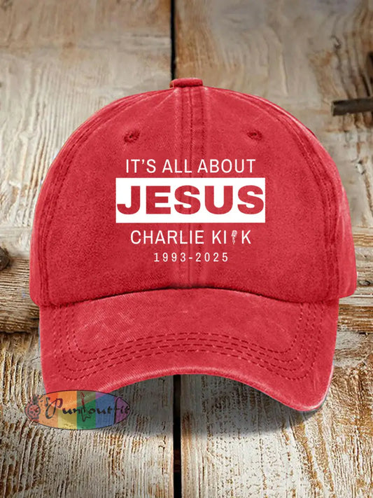 Unisex It’s All About Jesus R.I.P Charlie Kirk Hat Red / ONE