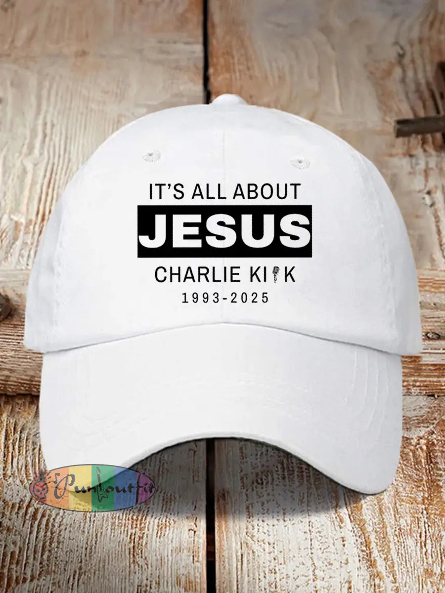 Unisex It’s All About Jesus R.I.P Charlie Kirk Hat White / ONE