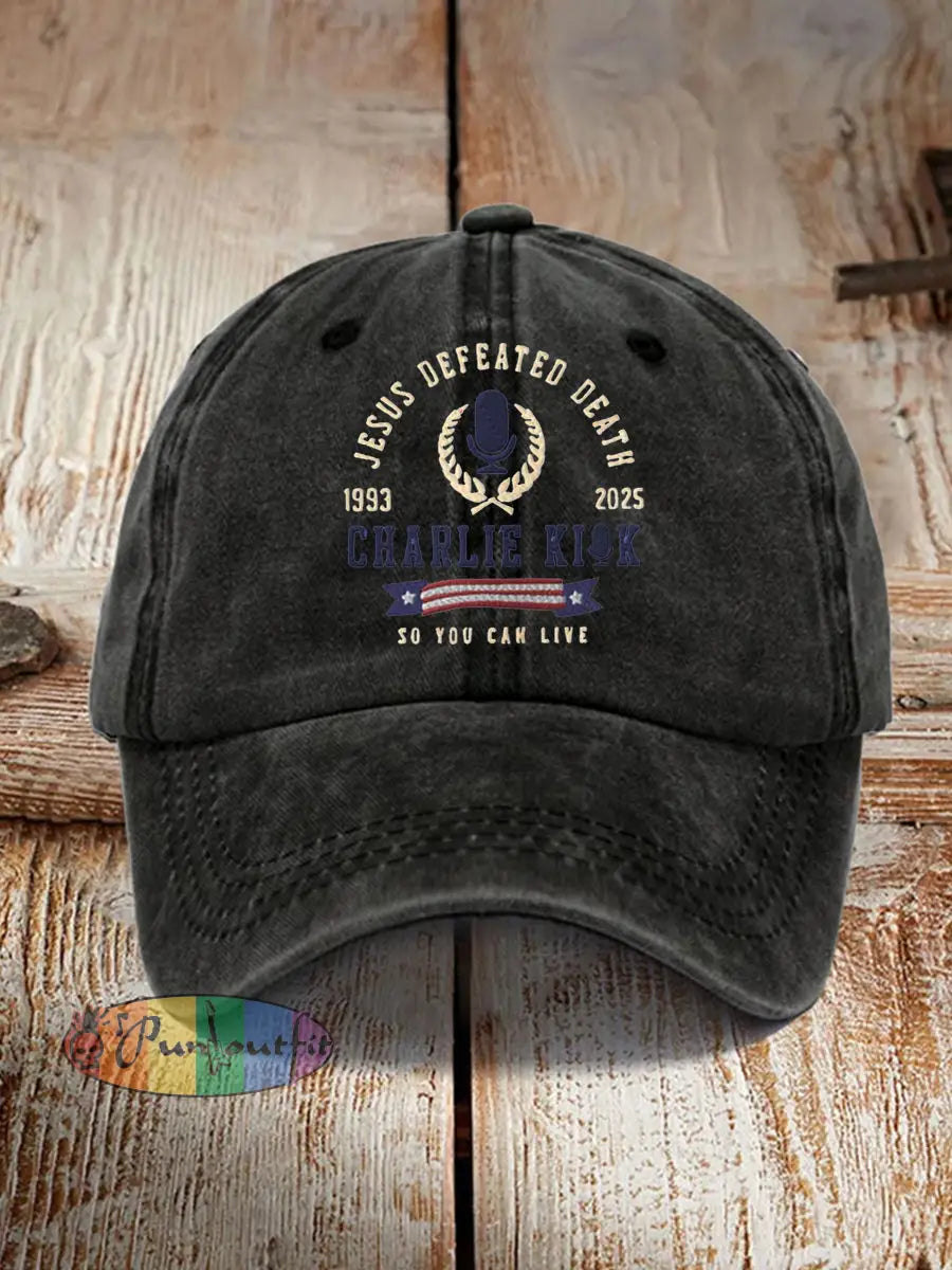 Unisex Jesus Defeated Death So You Can Live R.I.P Charlie Kirk Hat Black / ONE