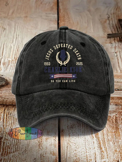 Unisex Jesus Defeated Death So You Can Live R.I.P Charlie Kirk Hat Black / ONE