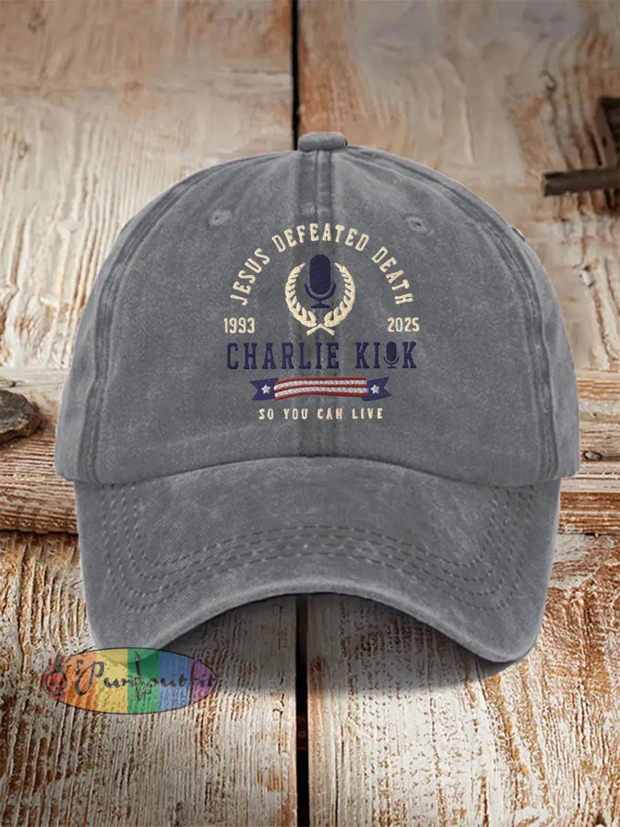 Unisex Jesus Defeated Death So You Can Live R.I.P Charlie Kirk Hat Gray / ONE