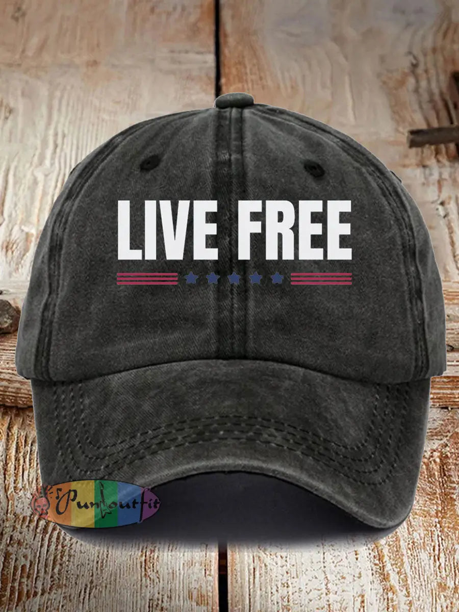 Unisex Live Free Print Hat Black / ONE