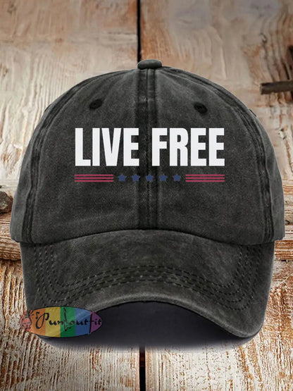 Unisex Live Free Print Hat Black / ONE