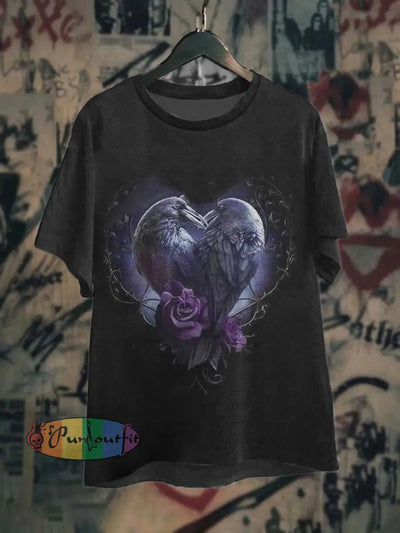 Unisex Love Raven Printed Casual T-Shirt As Picture / S