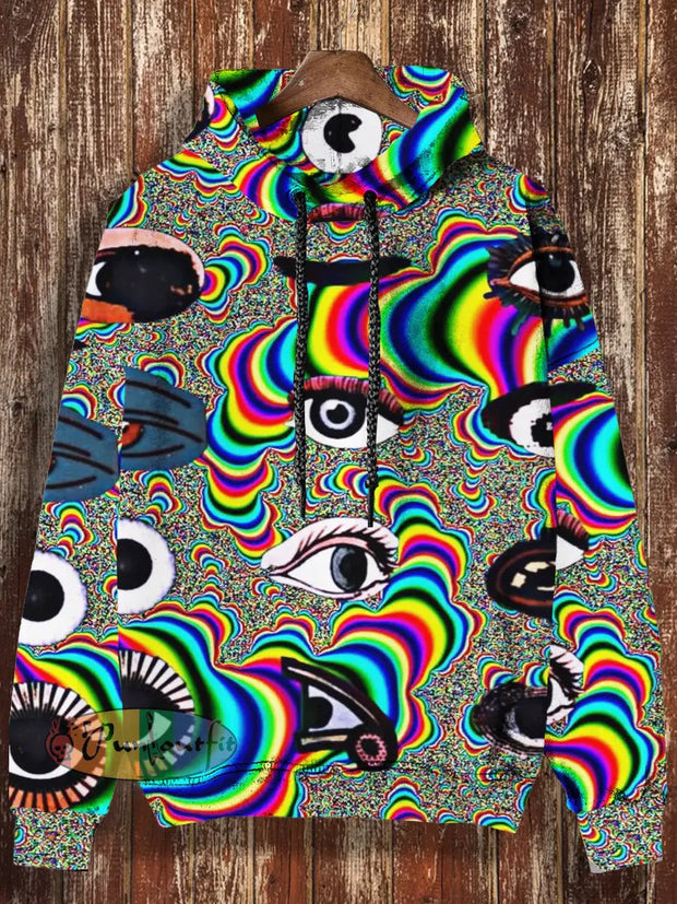 Unisex Magic Eyes Print Halloween Casual Hooded Sweatshirt Colorful / S