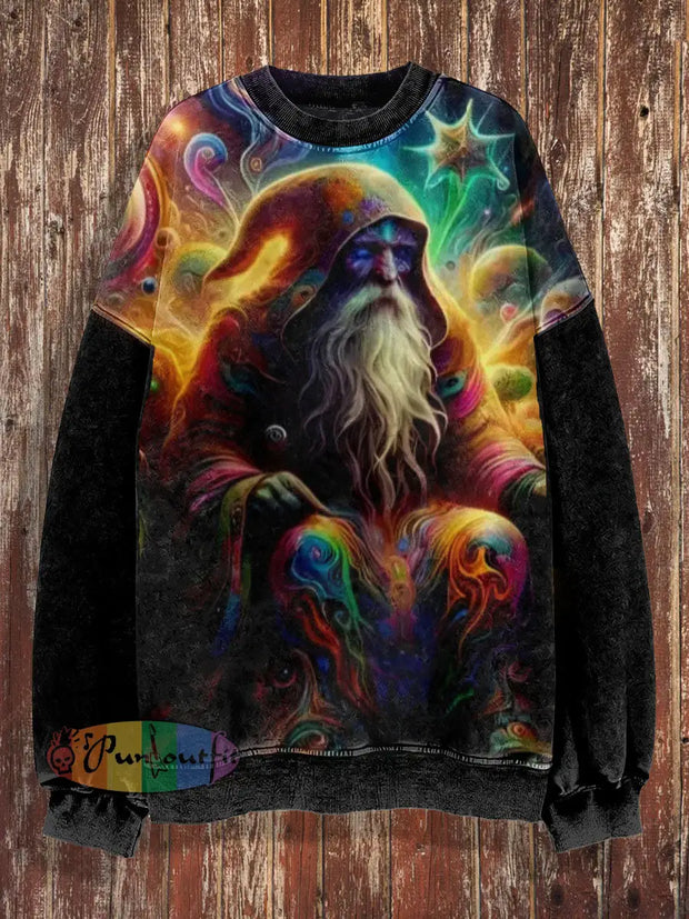 Unisex Magic Horror Man Print Christmas Crew Neck Casual Sweatshirt Colorful / S