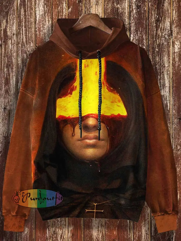 Unisex Magma Sister Print Halloween Casual Hooded Sweatshirt Colorful / S