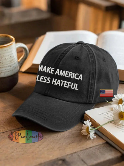 Unisex MAKE AMERICA LESS HATEFUL hat Black / ONE