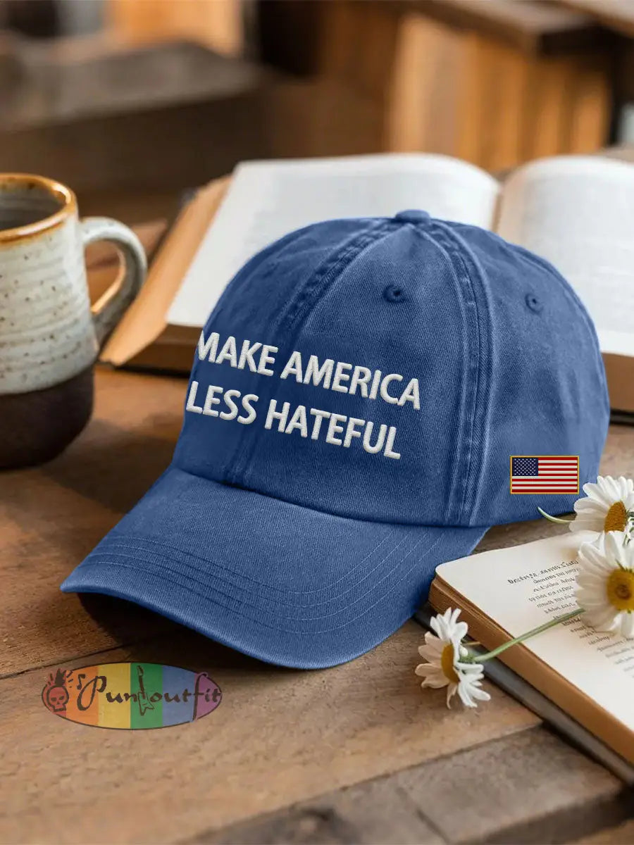 Unisex MAKE AMERICA LESS HATEFUL hat Blue / ONE