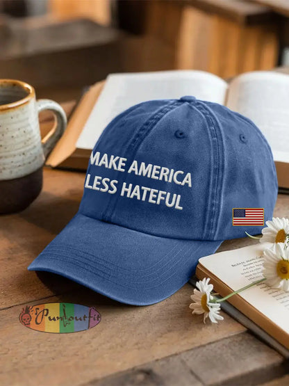 Unisex MAKE AMERICA LESS HATEFUL hat Blue / ONE