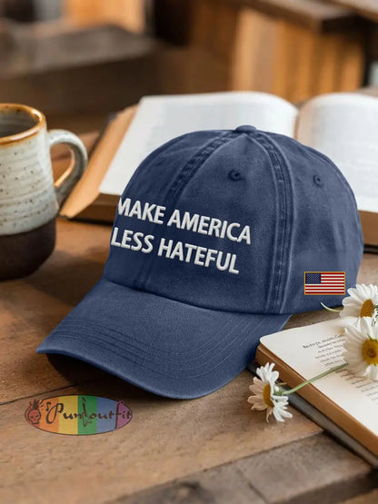 Unisex MAKE AMERICA LESS HATEFUL hat Navy Blue / ONE