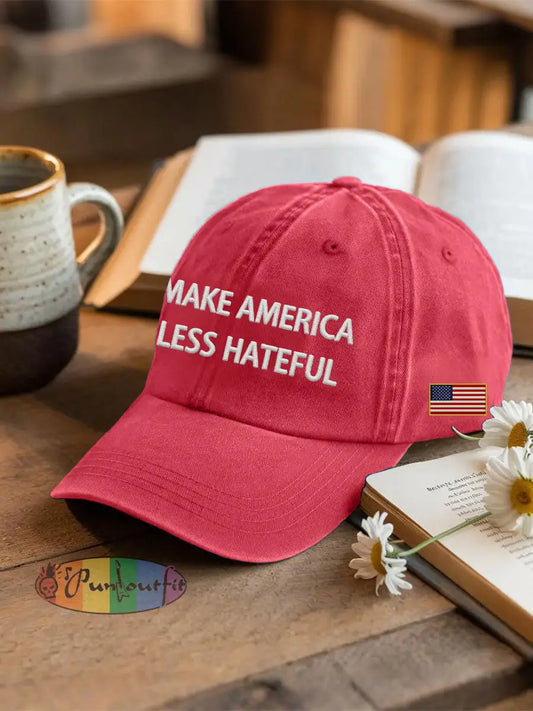 Unisex MAKE AMERICA LESS HATEFUL hat Red / ONE