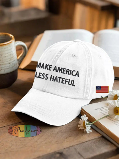 Unisex MAKE AMERICA LESS HATEFUL hat White / ONE