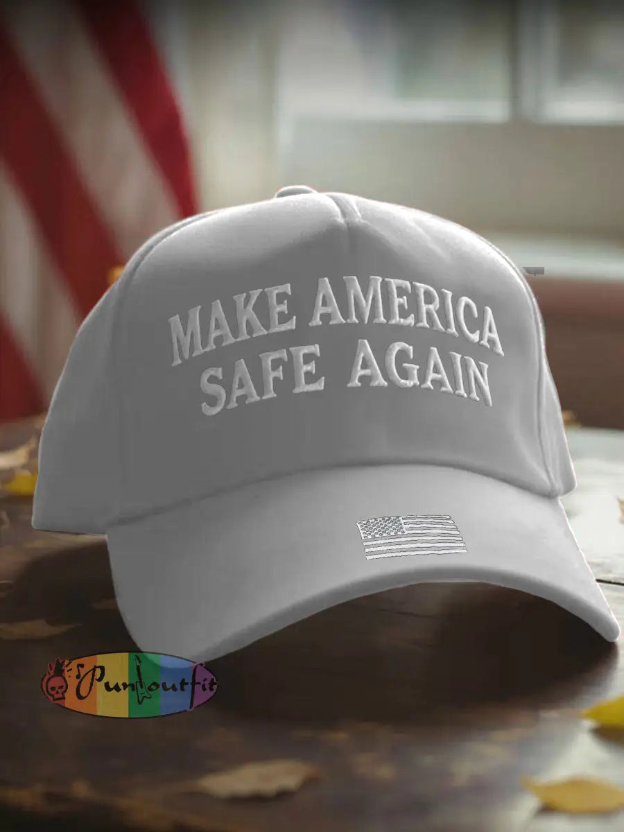 Unisex Make America Safe Again Flag Print Hat Light Gray / ONE