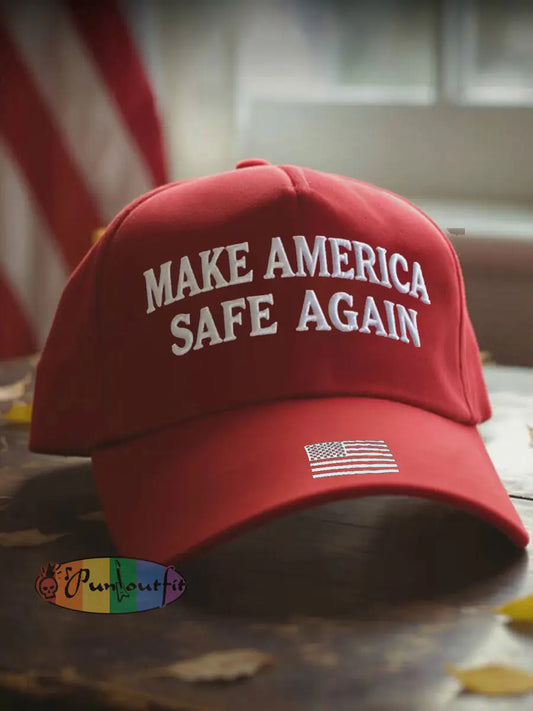 Unisex Make America Safe Again Flag Print Hat Red / ONE