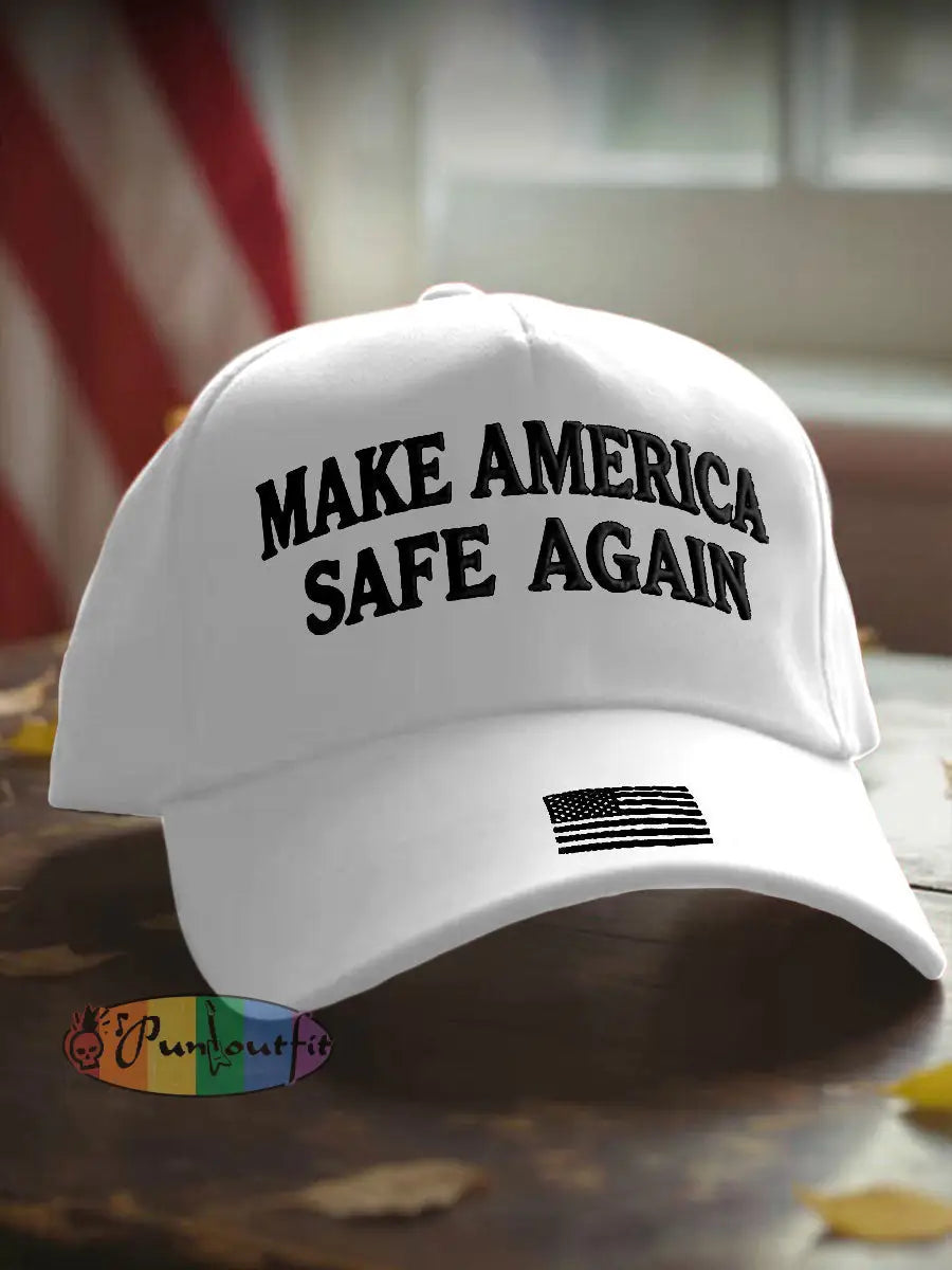 Unisex Make America Safe Again Flag Print Hat White / ONE