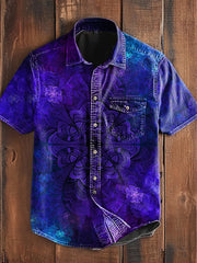 Unisex Men's Vintage Punk Gothic Gradient Colorful Mandala Abstract Print Casual Cotton Short Sleeve T-Shirt