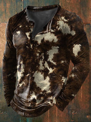 Men's Retro  Vintage Western Leopard Animal  Print Short-Sleeve Shirt