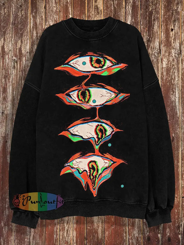 Unisex Monster Eye Print Halloween Crew Neck Casual Sweatshirt / S