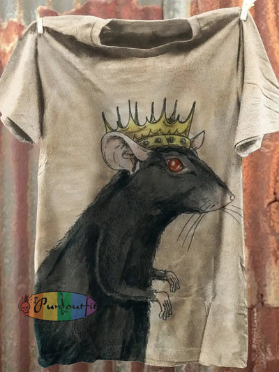 Unisex Mouse King Art Illustration Print Casual Short Sleeves T-Shirt Colorful / S