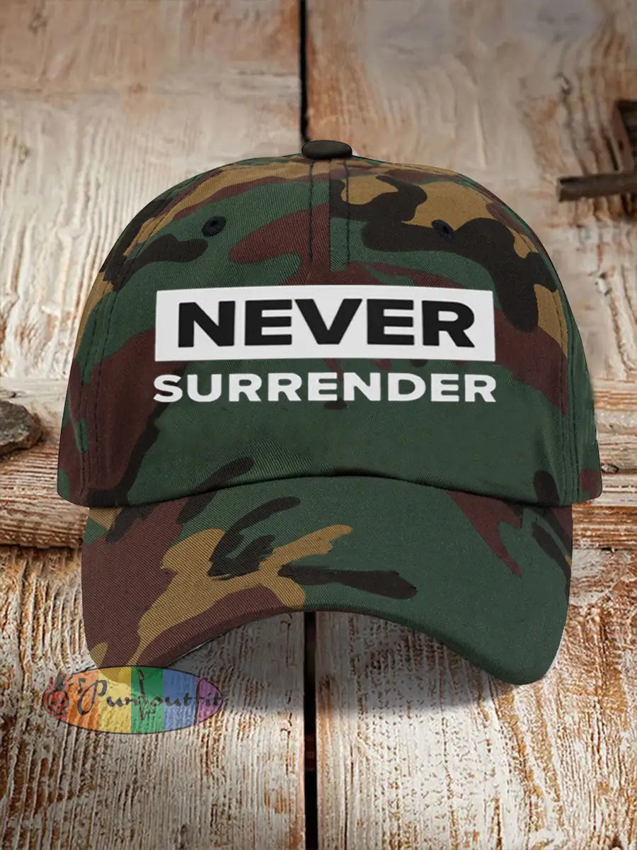 Unisex Never Surrender Print Hat As picture / ONE