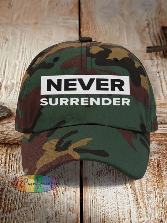 Unisex Never Surrender Print Hat As picture / ONE