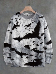 Men's Bat Print Casual Long Sleeve Shirt