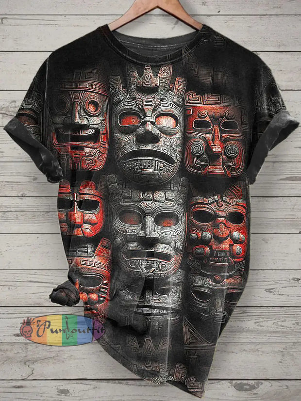 Unisex Printed Vintage Fashion Loose Short Sleeve T-Shirt Black / S