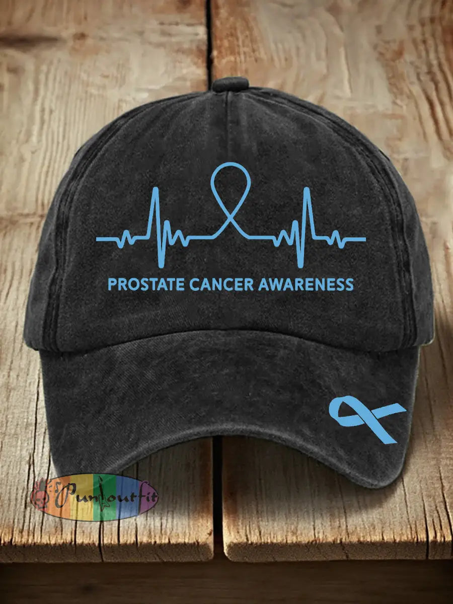 Unisex Prostate Cancer Awareness Print Washed Hat Black / ONE