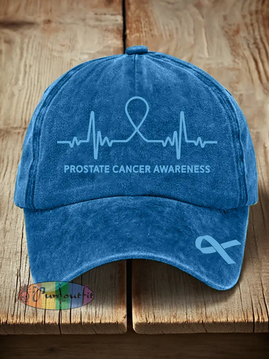 Unisex Prostate Cancer Awareness Print Washed Hat Blue / ONE