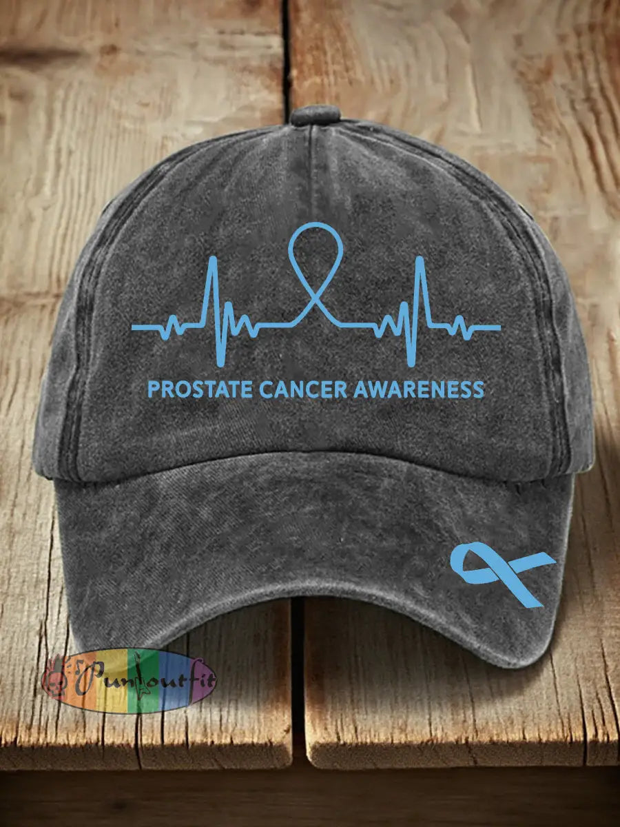 Unisex Prostate Cancer Awareness Print Washed Hat Gray / ONE