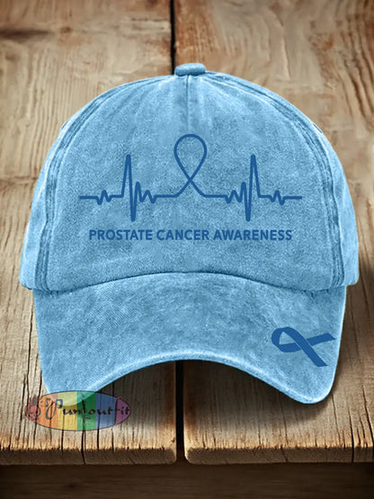 Unisex Prostate Cancer Awareness Print Washed Hat Light Blue / ONE