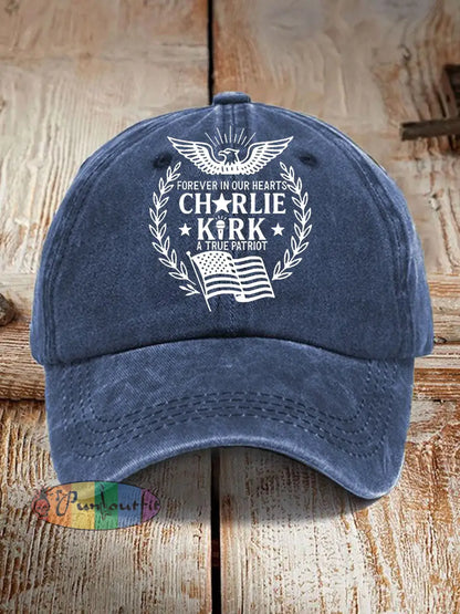 Unisex R.I.P Charlie Kirk Print Hat Dark Blue / ONE