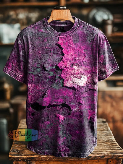 Unisex Retro Aged Rust Printed Casual Loose Short Sleeve T-Shirt