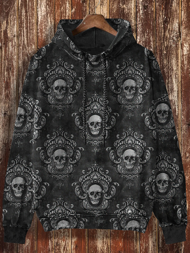 Men's Retro Dark Style Skull Print Casual Vintage Shirt