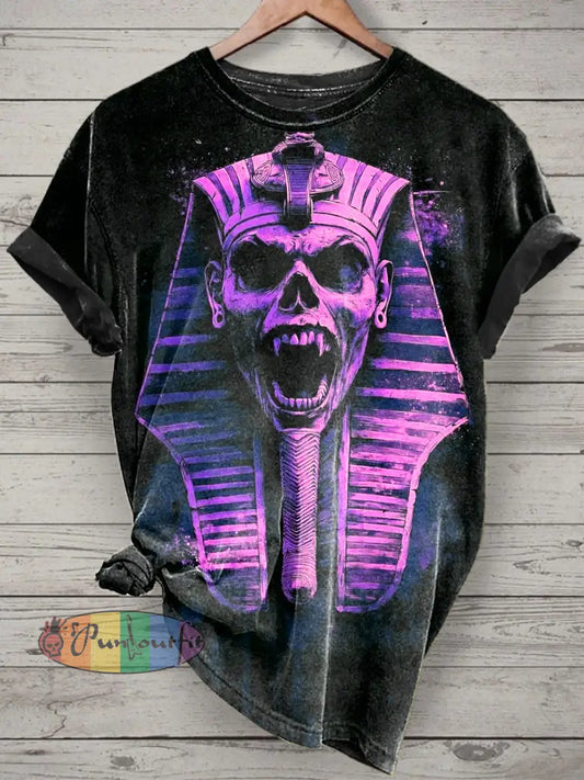 Unisex Roaring Sphinx Printed Vintage Fashion Loose Short Sleeve T-Shirt Black / S