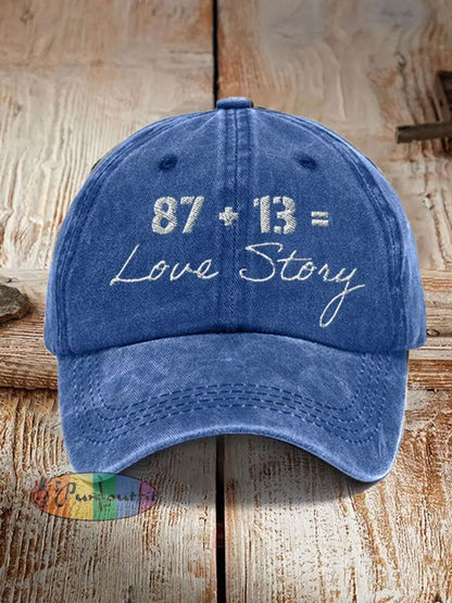 Unisex Taylor Swift and Travis Kelce Engagement Design Print Hat Blue / ONE