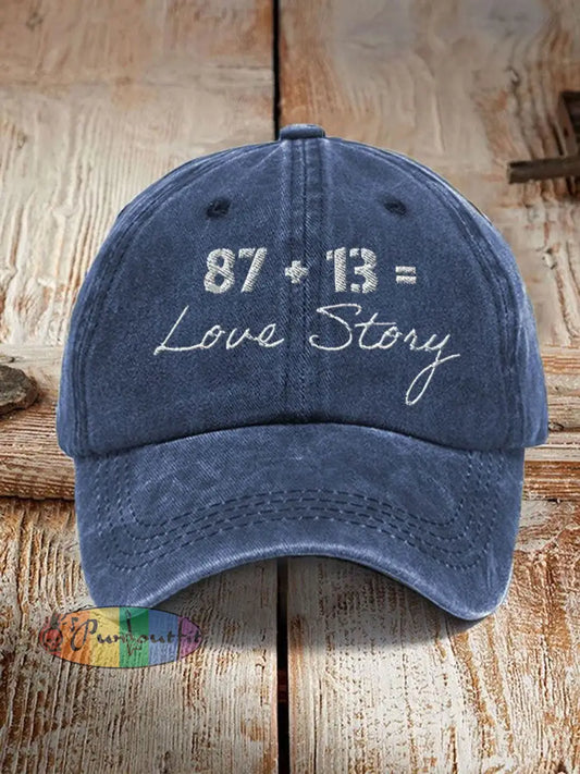 Unisex Taylor Swift and Travis Kelce Engagement Design Print Hat Navy Blue / ONE