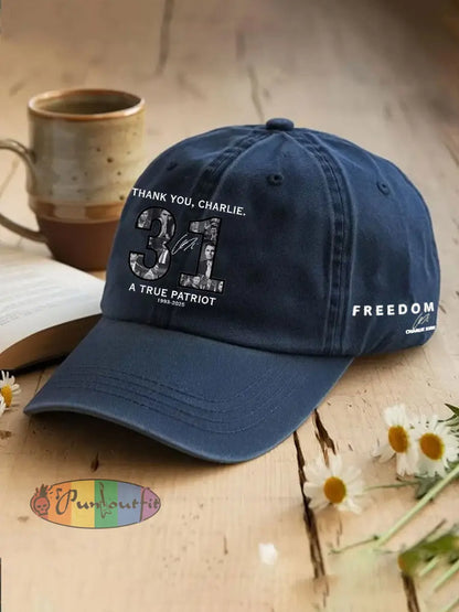 Unisex Thank You Charlie 31 True Patriot Printed Hat Navy Blue / ONE