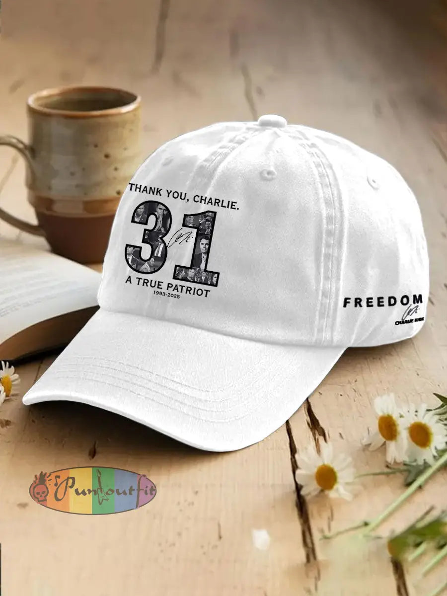 Unisex Thank You Charlie 31 True Patriot Printed Hat White / ONE