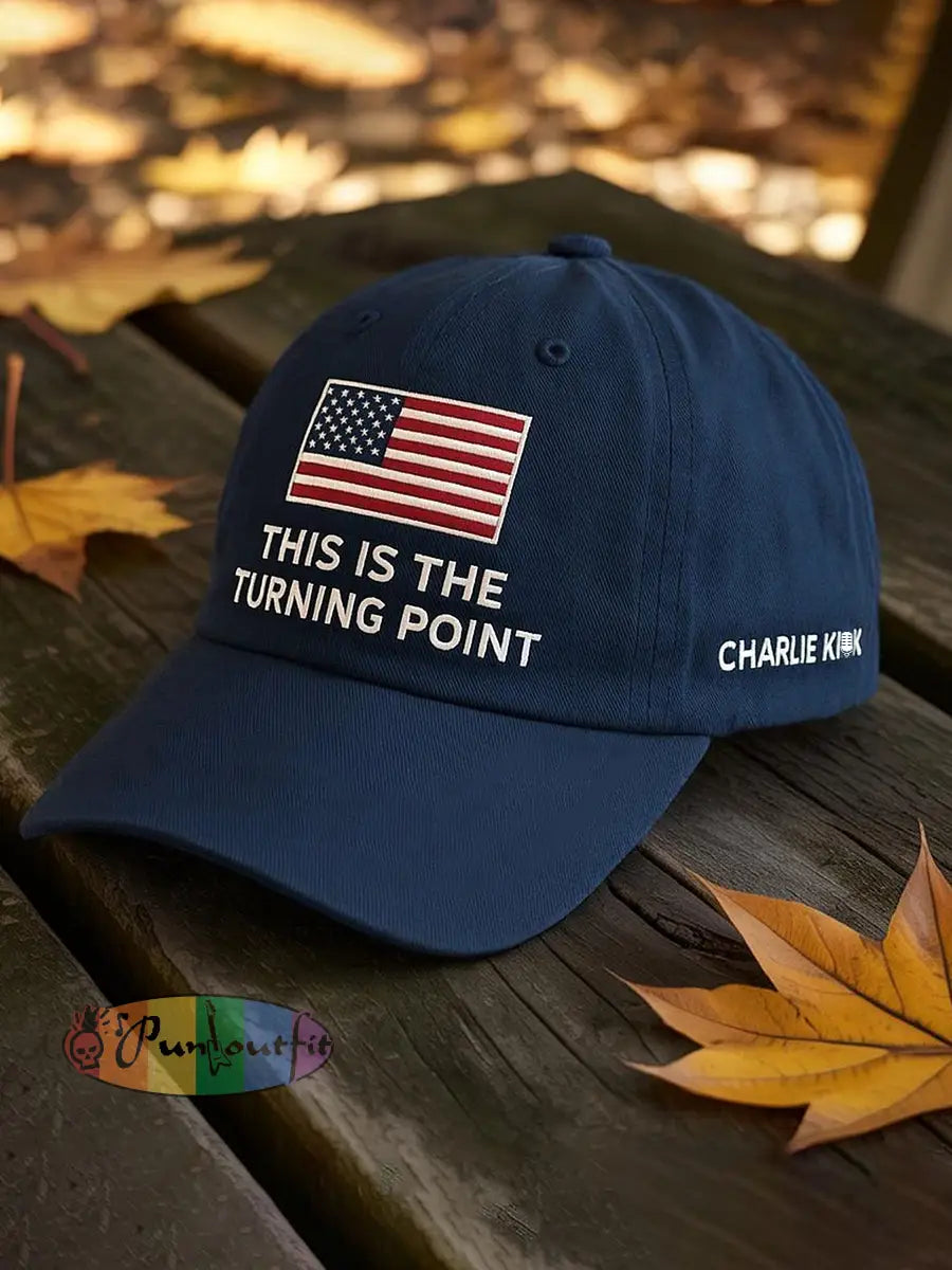 Unisex This Is The Turning Point Print Hat Navy Blue / ONE