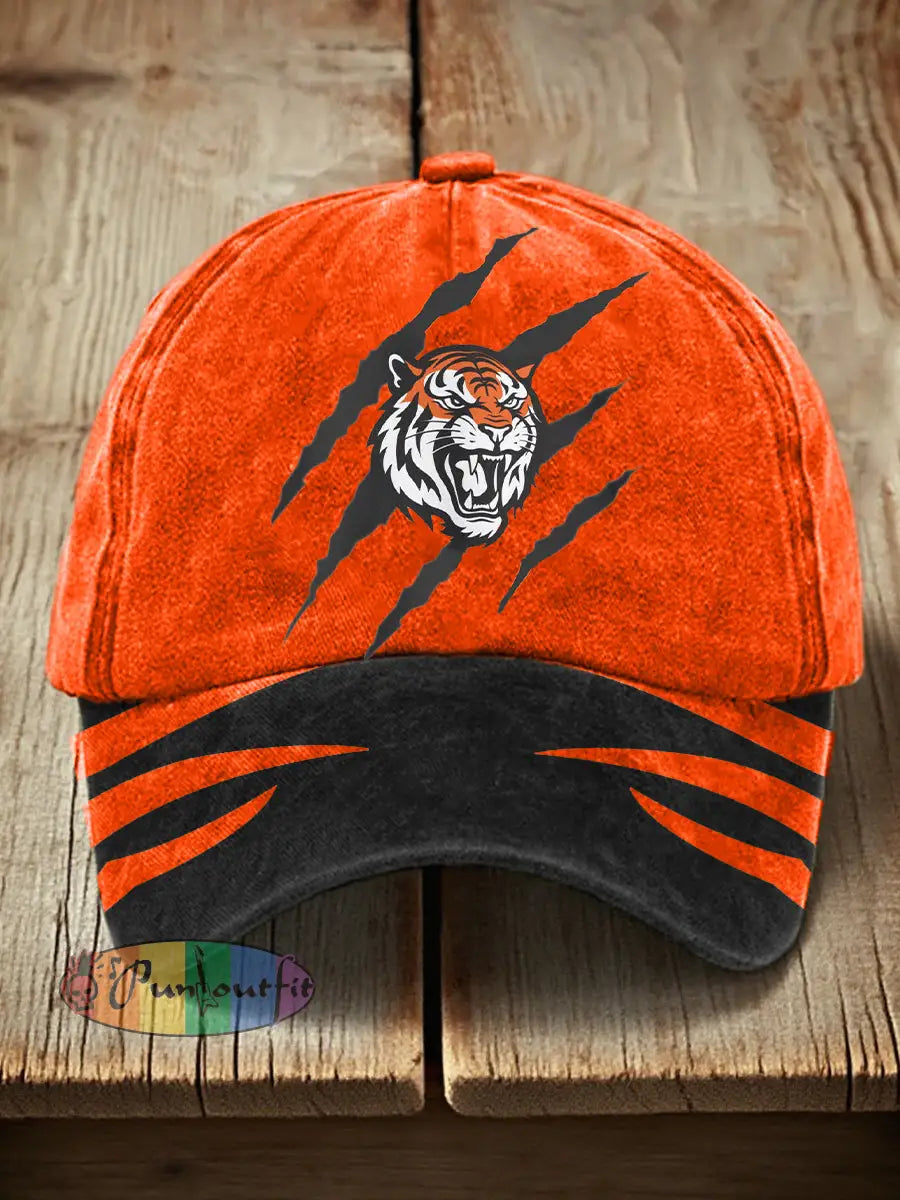 Unisex Tiger Print Vintage Hat As picture / ONE