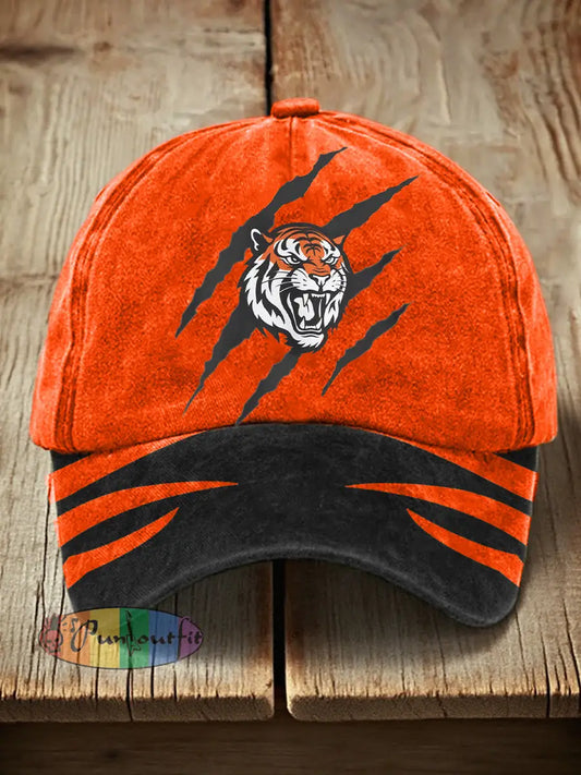 Unisex Tiger Print Vintage Hat As picture / ONE